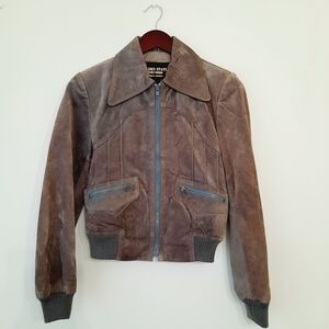 Vintage Golden State gray-brown suede bomber jacket 9/10 XS